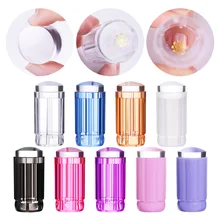 Prego claro stamper jelly silicone stamper cabeça com tampa clara colorido lidar com prego carimbo selo raspador modelo ferramentas(China)