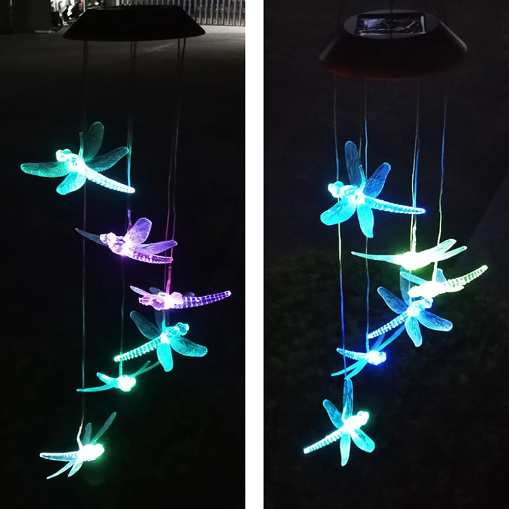 Outdoor Yard Garden Decoration Luminous Butterfly Dragonfly Moon And Star Sun Snowflake Hanging Decorative Lamp For Garden