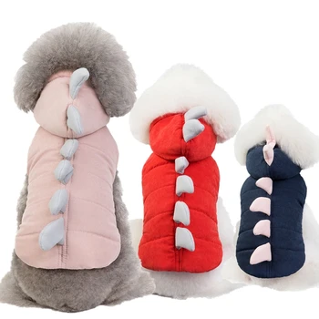 

Puppies Clothes Small Dogs Animal Dinosaur Jumpsuit with Hoodies Warm Winter Costume Stegosaurus Pets Dog Clothes