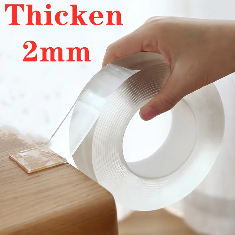 

2MM Thicken Nano Magic Tape Double Sided Transparent Reusable Double Sided Adhesive Tape for Cleanable Home Gekkotape Fasteners
