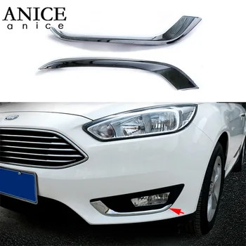 

2pc Chrome ABS Front Fog Light Head Stripe Moulding Cover fit For Ford Focus MK3 2015-2018 Not fit for RS ST