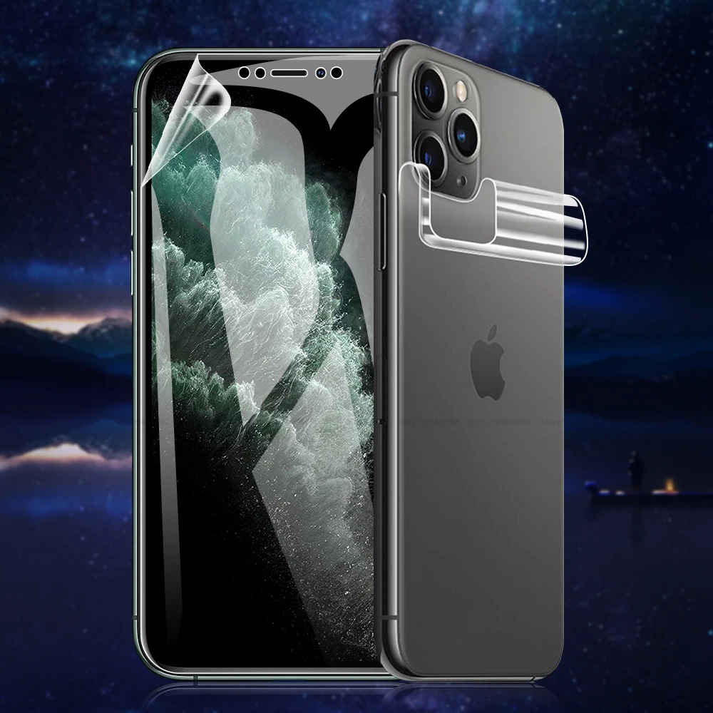 Передняя+ задняя защитная Гидрогелевая пленка для iPhone X XR XS Max 11 Pro Max 8 7 6 6s Plus 11 Pro 11 Защитная пленка для экрана не стекло