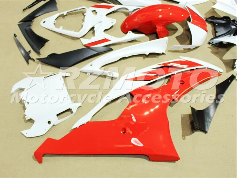Набор впрыскивателей Мотоцикл Обтекатели Fit для YAMAHA YZF-R6-600 2008- 08-16 обтекателя Кузов Набор изготовленный на заказ красного и белого цвета