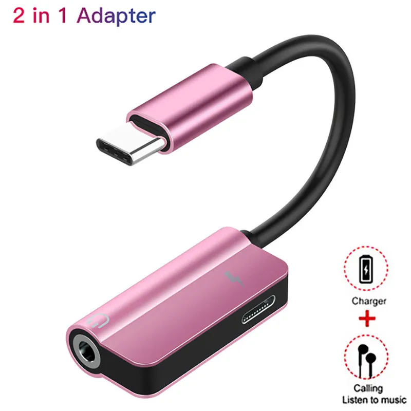 2 в 1 аудио наушники зарядный адаптер USB Type C конвертер для наушников Huawei P40 P30 P20 Mate 20