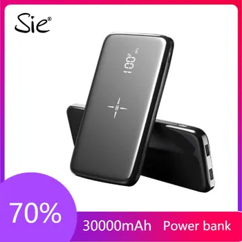 

Wireless 30000mAh Power Bank Dual USB Mirror Screen Wireless Charger Powerbank Bateria External For iphone8 X Samsung