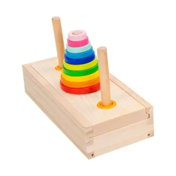 

10 Layers Tower Shape Intelligence Development Durable Wooden Math With Box Home Early Learning Kids Educational Toys Kill Time
