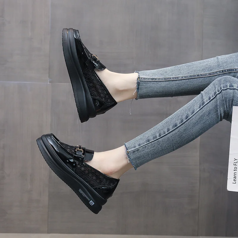 2022 New Casual and Comfortable Thick-soled Loafers Summer Breathable White Shoes Single-pedal Shoes Women