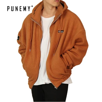 

Men Jacket Cashmere Thick with Nood Zipper Oversize Hip Hop Streetwear 2019 Autumn New Korea Pop Brand Cloths Casual Men Jackets