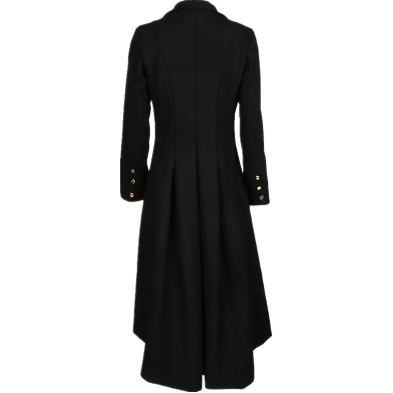 Yaxez женское длинное пальто в готическом стиле, большие размеры, Осень-зима, ласточкин хвост, черный плиссированный шерстяной Тренч, ласточкин хвост, 5XL 6XL, женская верхняя одежда
