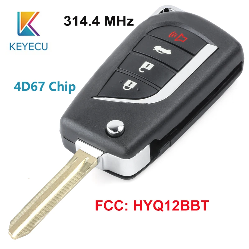 KEYECU обновленный дистанционный ключ 4 кнопки 314,4 МГц 4D67 чип для Toyota Rav4 2007-2010/Scion xB 2008-2012 FCC ID: HYQ12BBY