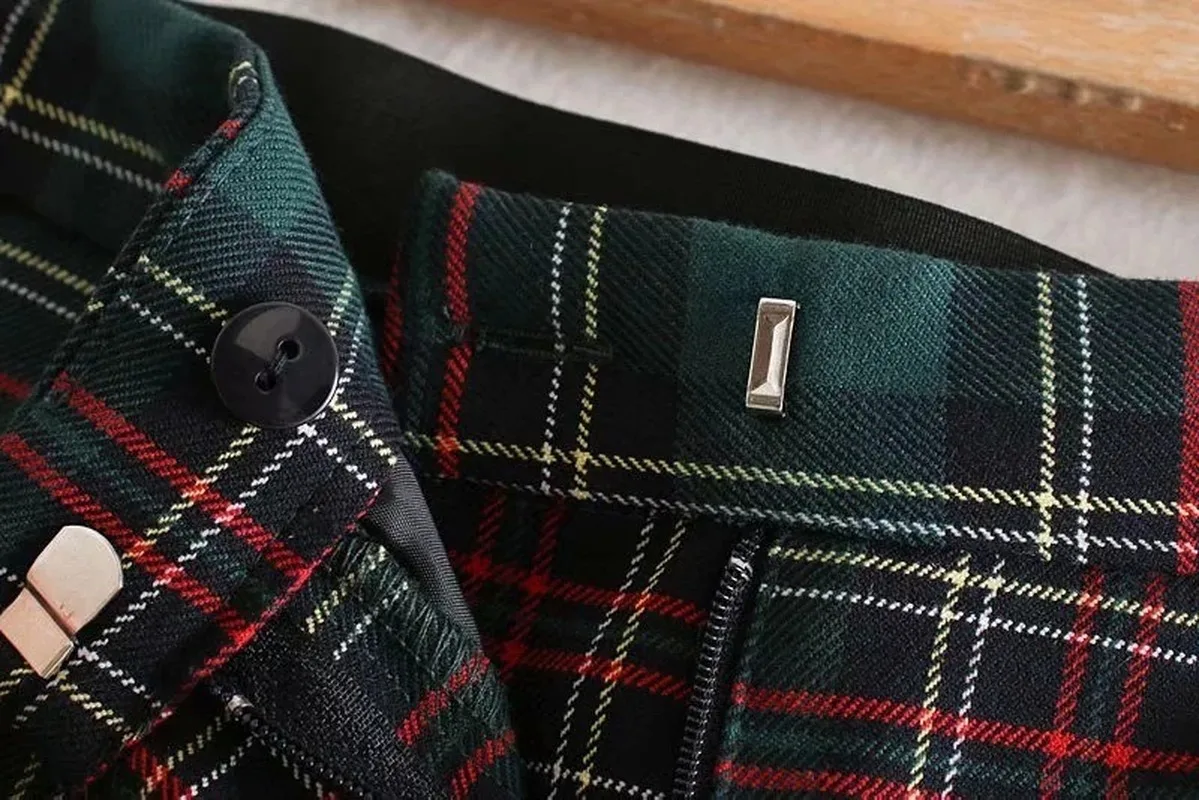 New women's Plaid straight casual pants in autumn and winter women pants streetwear plaid pants women