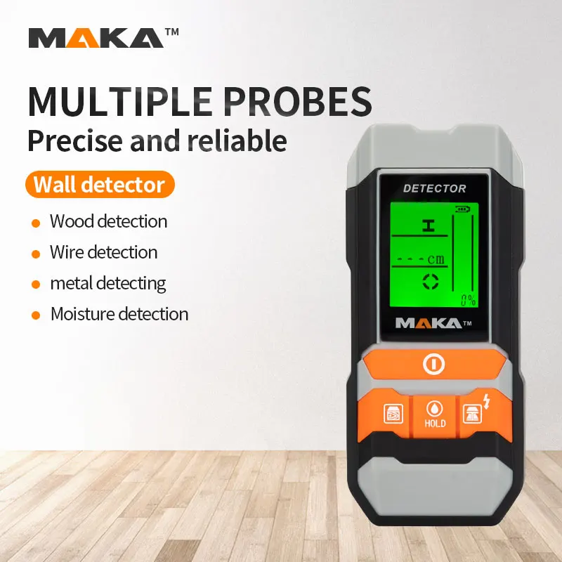 Multifunctional Digital Wall Detector Metal Wood Moisture Detector AC Voltage Cable Wire Finder LCD HD Display MAKA MKL-D05