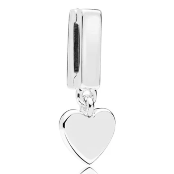 

New 925 Sterling Silver Bead Charm Reflexions Floating Heart Clip Pendant Beads Fit Bracelet Bangle Diy Jewelry