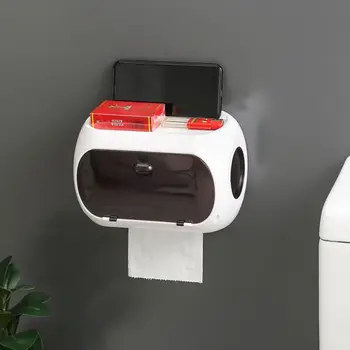 

Waterproof Wall Mounted Toilet Roll Paper Holder Shelf Tube Mobile Phone Storage