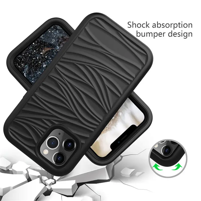 Shockproof Wave Texture Phone Case For iPhone 12 Pro 11 Pro Max XR XS Max X 7 8 Mini Plus Armor Bumper 360 Full Protection Cover best iphone 13 mini case