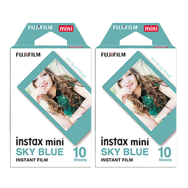 Fujifilm Instax Mini 8 Mini 9 пленка, двойной пакет FUJI мгновенные фотобумаги для мини 9 8 7s 70 90 25 камера SP1 SP2 Liplay принтер - Цвет: 20 Sheets Sky Blue