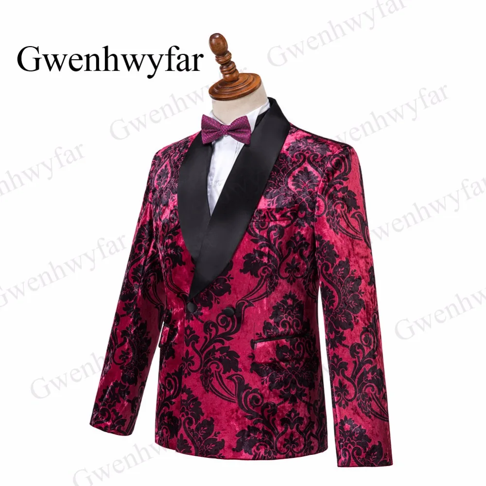 Gwenhwyfar, 3 предмета, бархатные костюмы для мужчин, осень, банкетная серия, Дворцовый узор, мужские свадебные костюмы для жениха, мужские вечерние смокинги