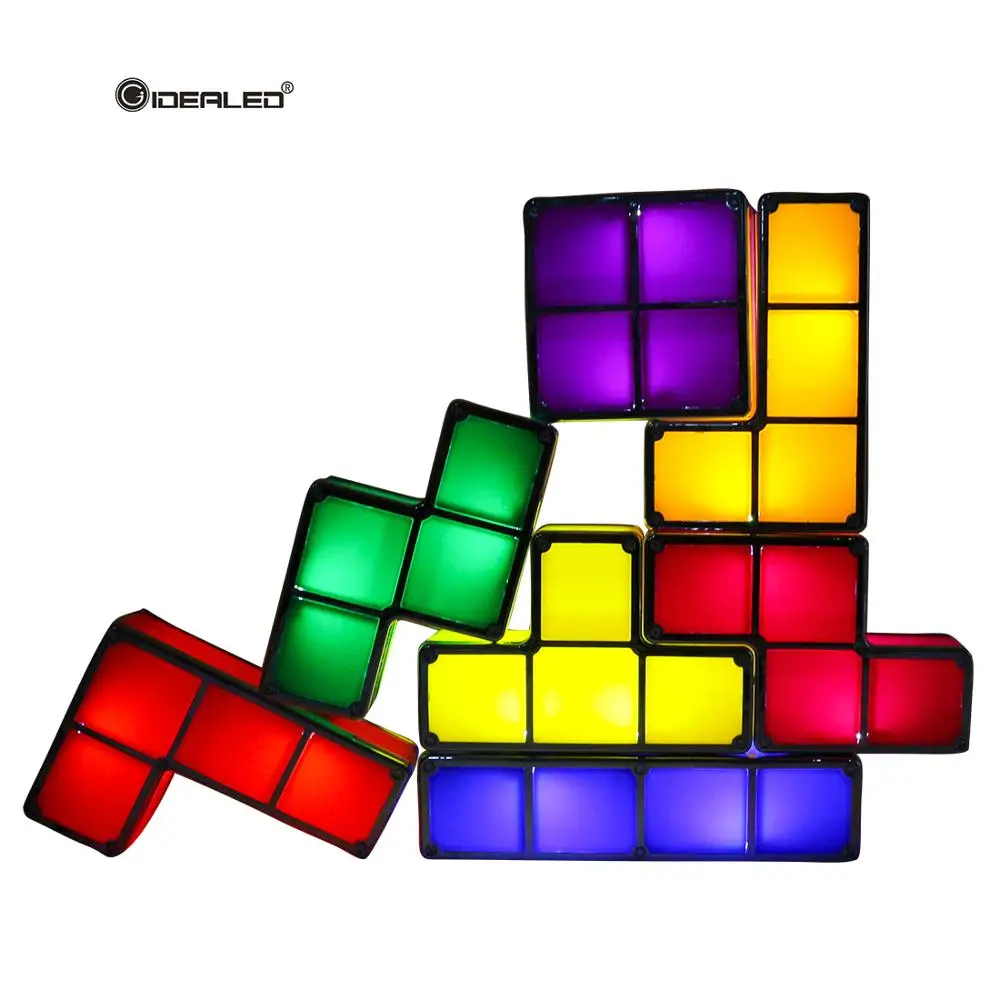 

DIY Baby LED Night Light Tetris Puzzle Lights Stackable Cube Novelty Toy Bedside Colorful LED Lamp Decor Children' s Gift