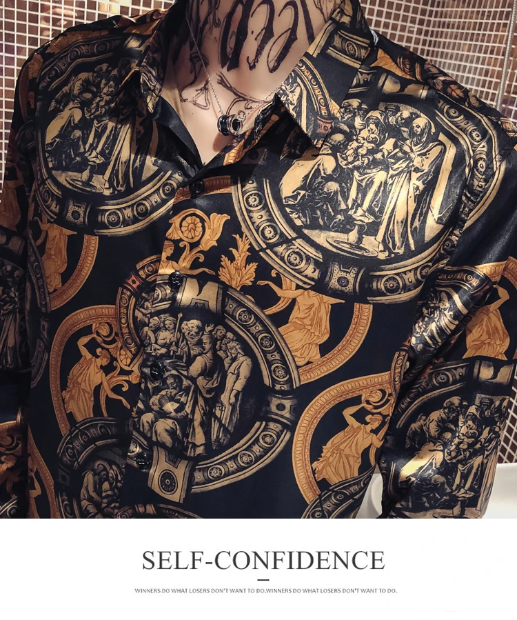 Мужские рубашки с принтом Иисуса, повседневные облегающие рубашки Camisa Masculina, дизайнерские уличные рубашки, Мужская одежда, мужская одежда, Chemise Homme
