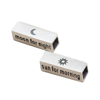 

2Pc S925 Silver Sun and Moon Lover Tube Bead for Him and Her Moon Sun Charm Bracelet Beading Beads Unisex Jewelry Making