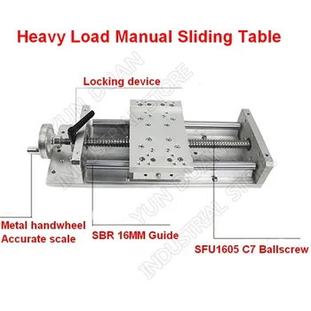 

Manual Sliding Table 400MM Stroke 16" Heavy Load Precision Slide Linear Stage SFU1605 C7 Ball Screw SBR Guide Platform