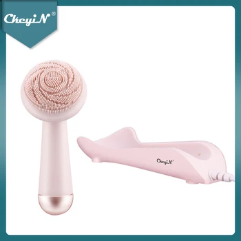 CkeyiN Facial Cleansing Brush Rotating Massage Roller Face Brush Waterproof Silicone Gentle Exfoliation Scrubber Pore Cleanser