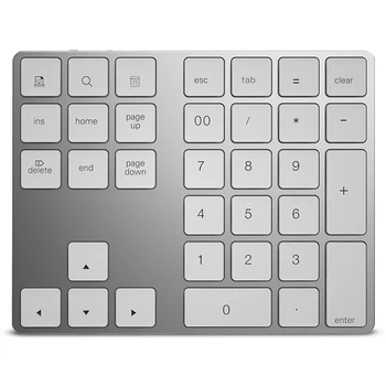 

Aluminum Alloy 34 Keys Bluetooth Wireless Numeric Keypad,Digital Keyboard For Windows,Ios,Mac Os,Android Tablet Laptop Pc(White)