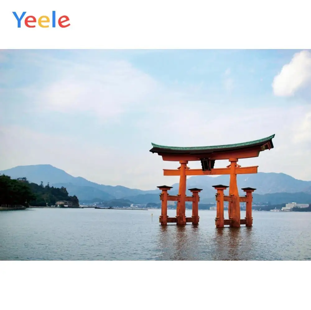 Yeele красная дверь пейзаж черепица японский портрет Озеры реквизит фотография