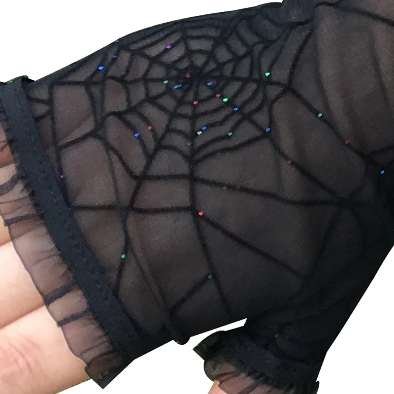 Новые женские перчатки с орнаментом паука на половину пальца для украшения Хэллоуина наряды для танцевальной вечеринки реквизит игрушка Магический Жезл перчатки