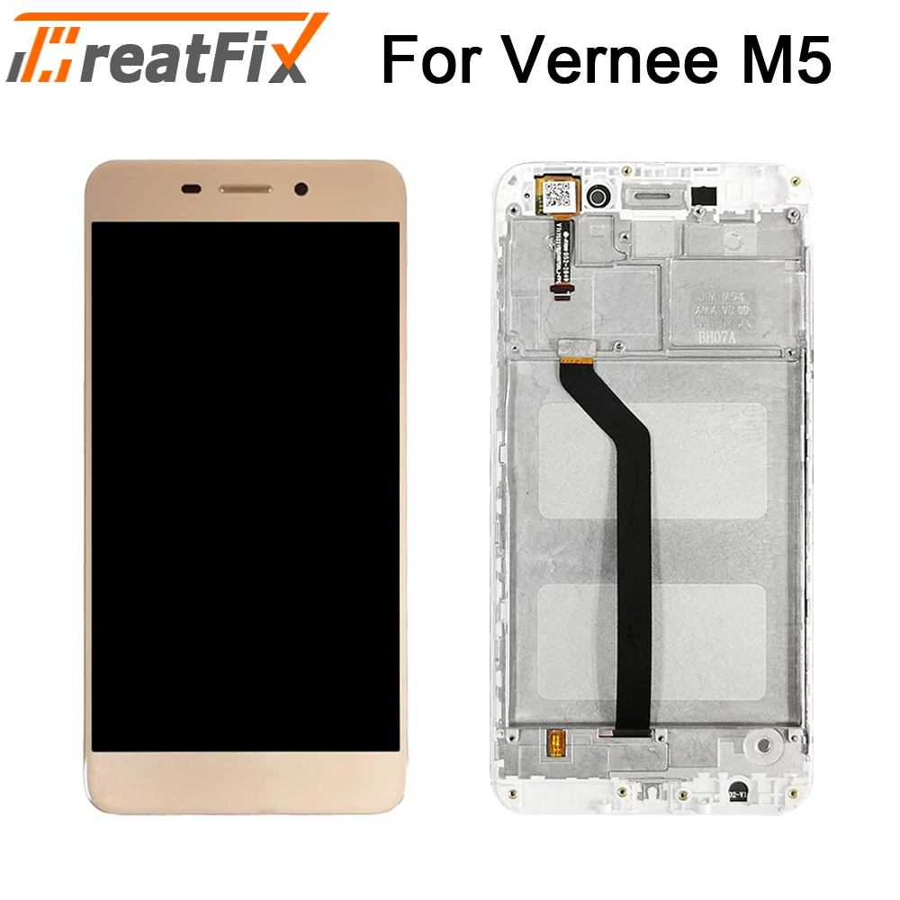 Gold With Frame Для Vernee M5 M 5 1280*720 5,2 дюймов ЖК-дисплей в сборе+ сенсорный экран Digitzer ремонтная панель Стекло+ Инструменты для ремонта с рамкой - Цвет: Gold With Frame