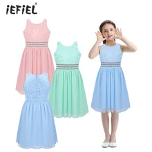 Детские платья без рукавов для девочек; вечерние и свадебные блестящие платья принцессы; vestidos; кружевные шифоновые торжественные платья трапециевидной формы с цветочным рисунком