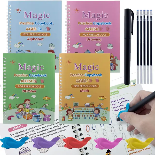 Dropship Reusable Practice Copybook Print Handwiriting Workbook Reusable  Writing Practice Book; 4 Books With Pen to Sell Online at a Lower Price