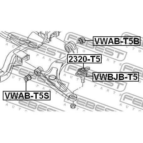 Сайлентблок рычага VW T5 03- пер.подв. FEBEST VWAB-T5B