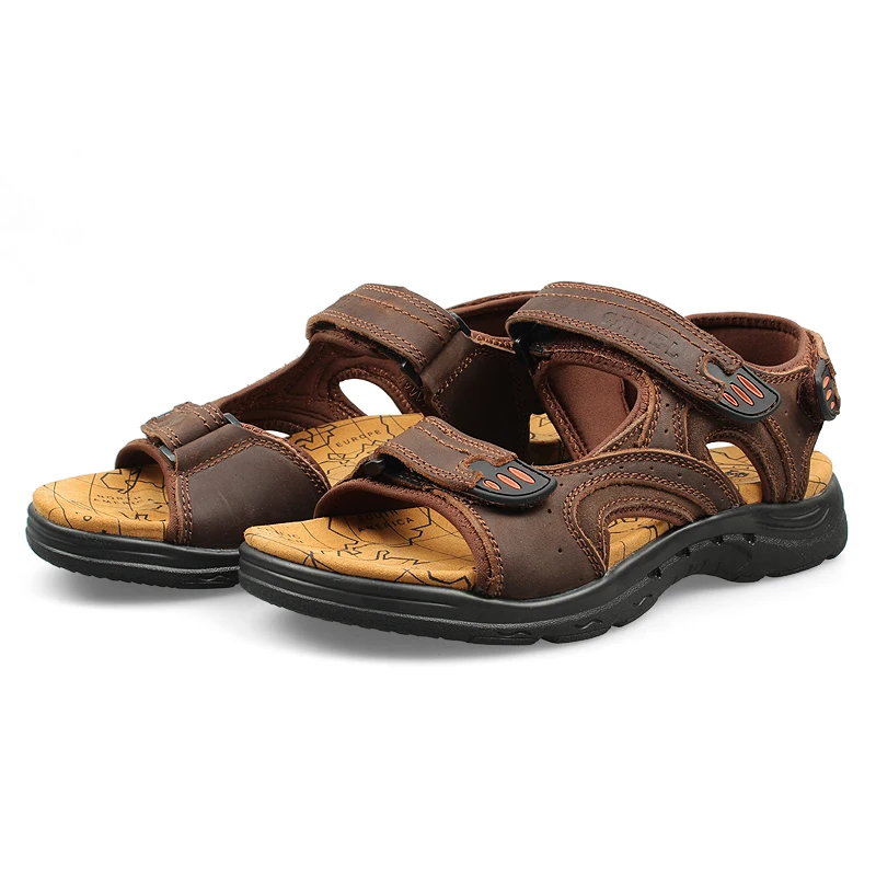 

TGoBro Hot Sale New Fashion Summer Leisure Beach Men Shoes High Quality Leather Sandals The Big Yards Men's Sandals Size 38-47
