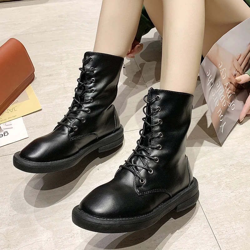 black soft leather ankle boots
