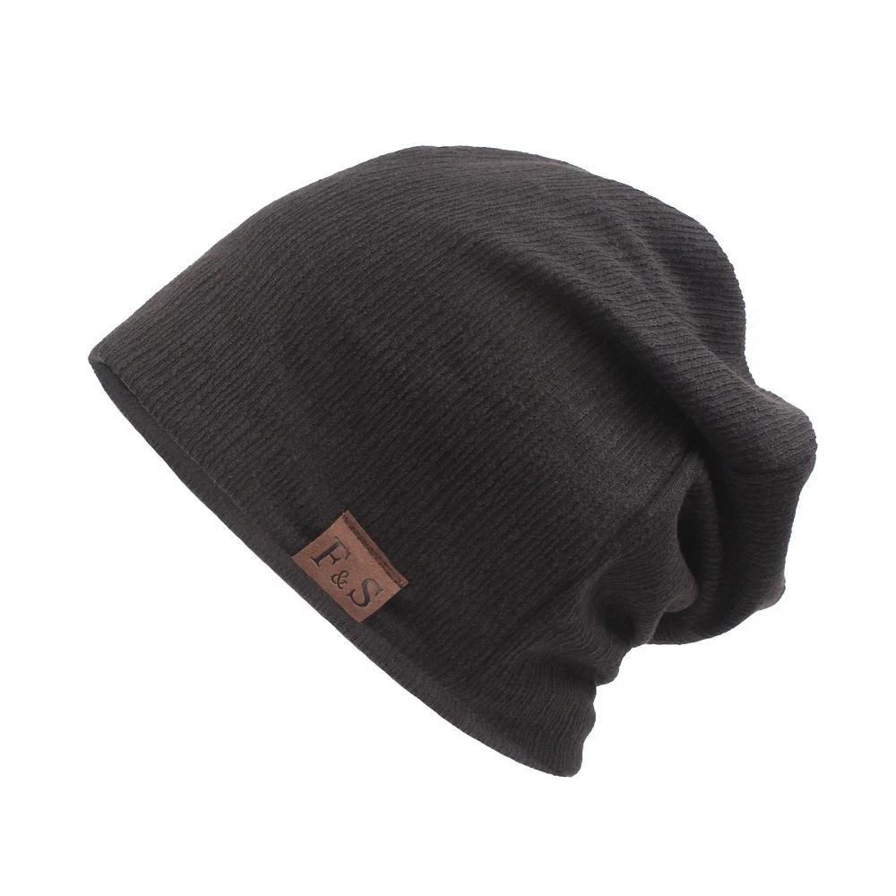 RoxCober осень зима унисекс вязаные Повседневные шапки сплошной цвет Skullies Bonnet beanie Hat Gorro для мужчин и женщин - Color: Black