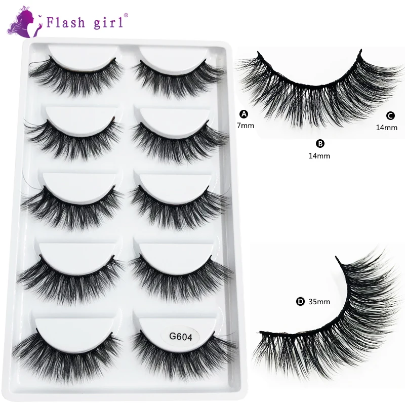 

Flash GirL good quality G604 8style 5 pairs handmade 3D mink hair natural and luxury eyelashes false