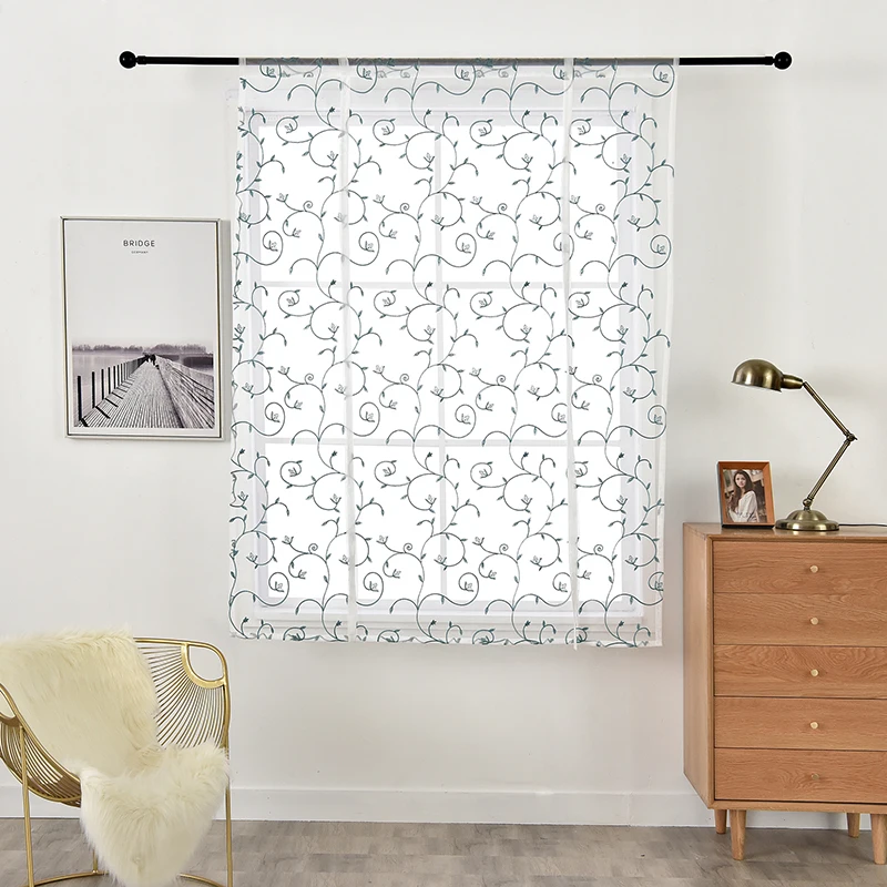 Белый Lanke синий Arabesque дерево окна скрининг, Тюль Короткие шторы для гостиной спальня кухня, печать Шторы Декор 12 размеров - Цвет: Белый