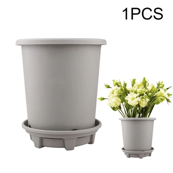 

Planter Pot with Tray Plastic Plant Pots Drainage Tray Indoor Plants Grow Bucket for Plants Succulents Flowers