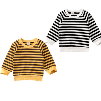 

Newborn Baby Boy Girl Striped Top Sweatshirt Long-sleeved Pullover Loose Print T Shirts Tops Outfit 6M-4Y