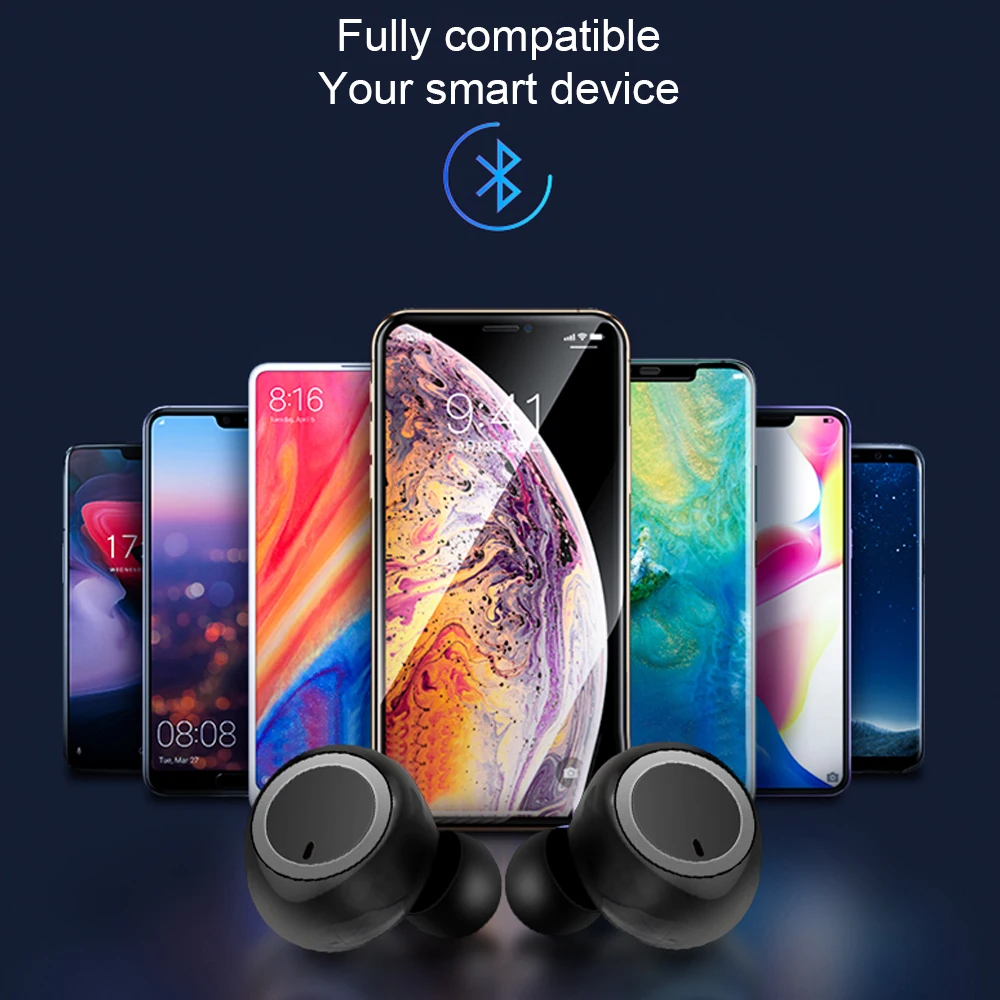 HANGRUI Bluetooth 5,0 Беспроводная Спортивная гарнитура TWS мини наушники в ухо 8D стерео двойные наушники зарядное устройство коробка с микрофоном Мобильная мощность