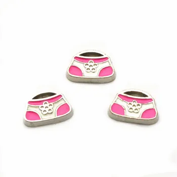 

10 pcs enamel metal High quality Lady's bag Floating Charms For DIY Jewelry accessories Floating Memory charms Lockets