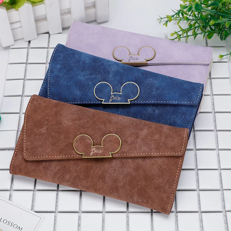 

Disney cartoon mickey coin purse girl bag coin fold women long wallet package lady Card Scrub wallet holder card Clutch