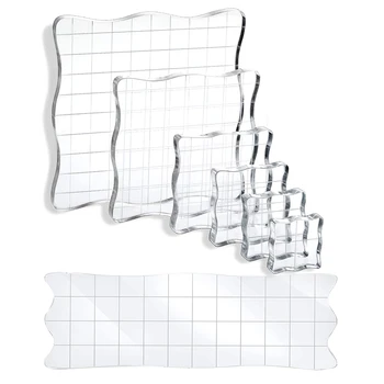 

7Pcs Stamp Blocks Acrylic Stamping Blocks Tools with Grid Decorative Stamp Blocks For Scrapbooking DIY Crafts Ornaments