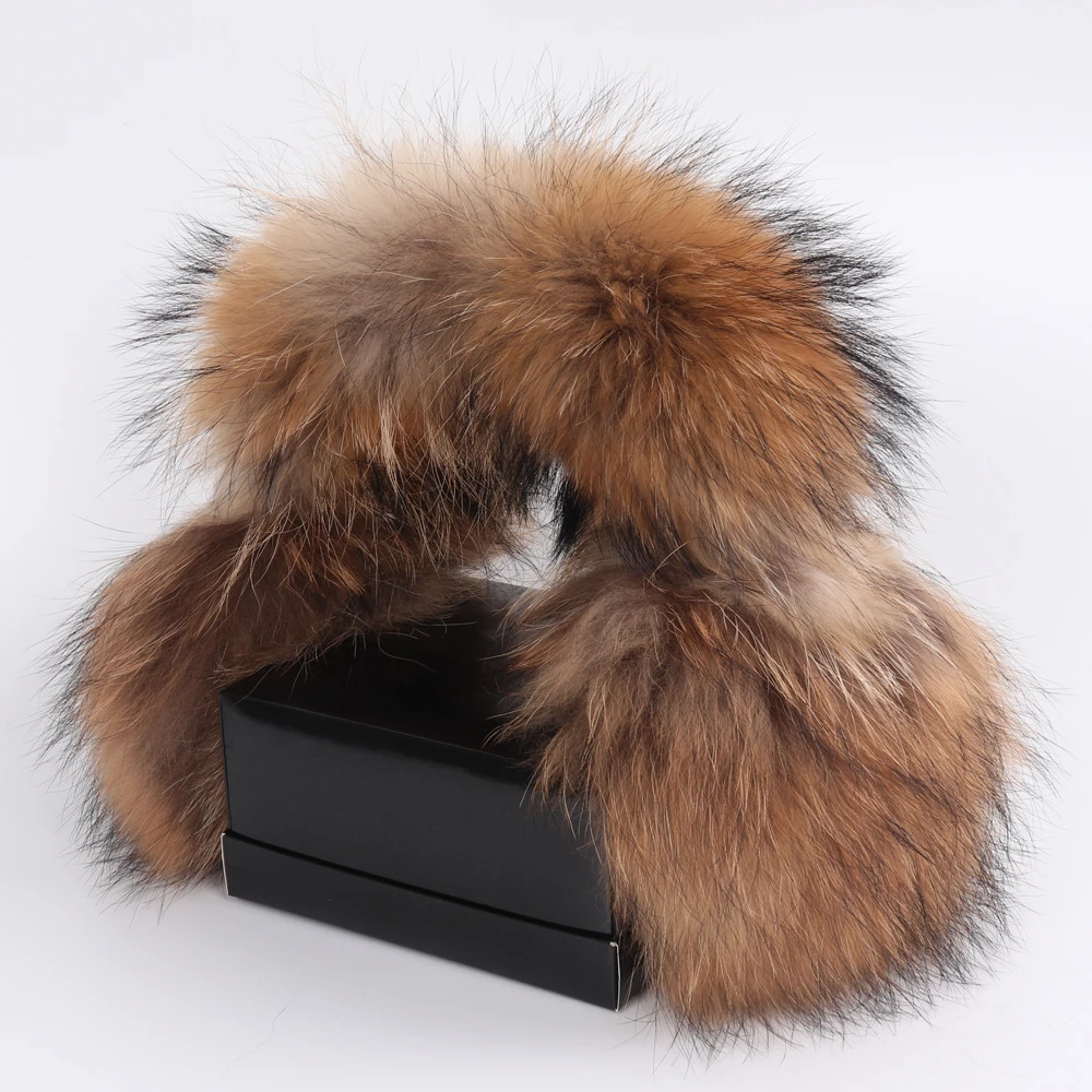 New Fashion Women Natural Real Fox Fur Earmuffs Plush Winter Warm Big Fox Fur Ear Muffs Girls Luxury Earmuff
