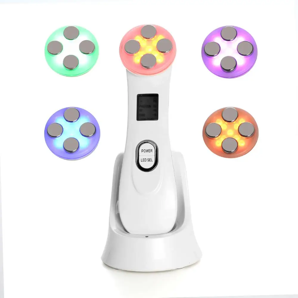 5 in 1 Facial Beauty Instrument Mesotherapy Electroporation RF Radio Frequency LED Skin Care Device Tighten Beauty Machine - Цвет: White Without Box