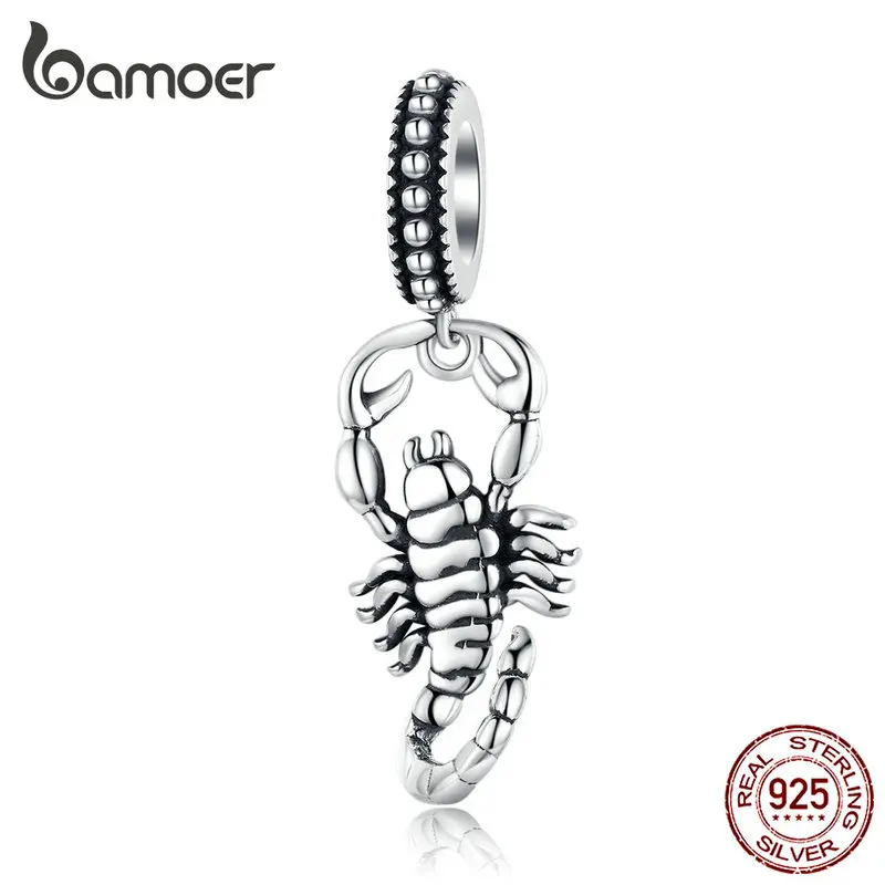 

bamoer Scorpio Constellation Pendant Charm 925 Sterling Silver Original 3D Design Jewelry fit Bracelet or Necklace SCC1329