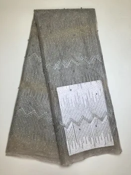 

Latest African French Mesh Tulle Lace 2020 Mesh French Lace Fabrics High Quality African Tulle lace fabric With Beads D17153