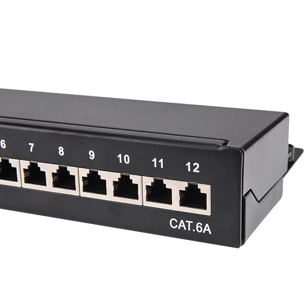 Adaptador de Rede Cat 6a Rj45 Quadro de Distribuição 12-port Painel de Remendo Completo Protegido Desktop Disponível Montagem na Parede Keystone Jack Cabos de computador e conectores - Imagem 3