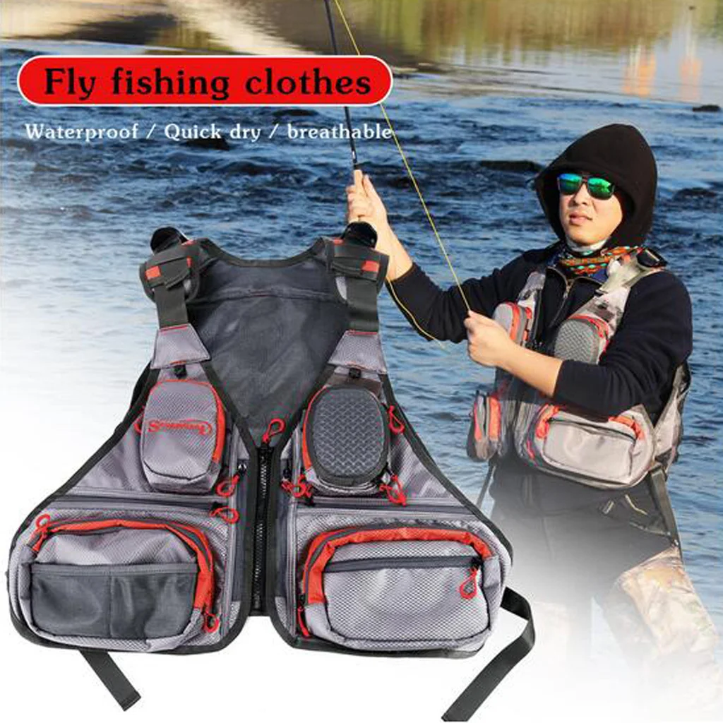 Adjustable Belt Fishing Vest Multi-Pocket Mesh Waistcoat for Hunting Camping